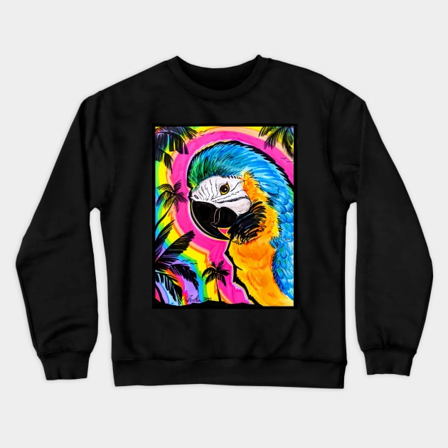 Petree the Blue and Gold Macaw Crewneck Sweatshirt by PriscillaDodrill